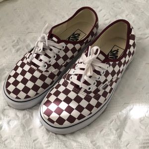 Burgundy checkered vans